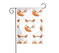 Drapeau de jardin de décoration de jardin 30,5 x 45,7 cm WHJDPP Cool Fox casque imprimé épais et résistant à l'usure pour pots de fleurs et pelouses de jardin