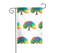 Drapeau de jardin de décoration de jardin 30,5 x 45,7 cm WHJDPP Feuilles tombées colorées comme un arc-en-ciel Imprimé épais et résistant à l'usure pour pots de fleurs et pelouses de jardin