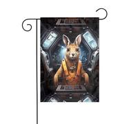 Drapeau de jardin de décoration de jardin 30,5 x 45,7 cm WHJDPP Koala dans le vaisseau spatial imprimé épais et résistant à l'usure pour pots de fleurs et pelouses de jardin