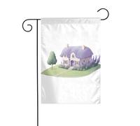 Drapeau de jardin de décoration de jardin 30,5 x 45,7 cm WHJDPP Lavender Little House imprimé épais et résistant à l'usure pour pots de fleurs de jardin et pelouses