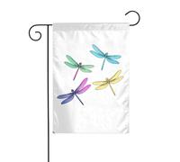 Drapeau de jardin de décoration de jardin 30,5 x 45,7 cm WHJDPP Les quatre frères libellules Impression épaisse et résistante à l'usure pour pots de fleurs et pelouses de jardin