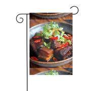 Drapeau de jardin de décoration de jardin 30,5 x 45,7 cm WHJDPP tentant porc braisé imprimé épais et résistant à l'usure pour pots de fleurs de jardin et pelouses