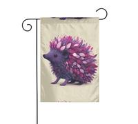 Drapeau de jardin de décoration de jardin 30,5 x 45,7 cm WHJDPP violet hérisson imprimé épais et résistant à l'usure pour pots de fleurs et pelouses de jardin