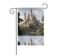Drapeau de jardin de décoration de jardin 30,5 x 45,7 cm WHJSSF Beau motif château épais et résistant à l'usure pour pots de fleurs et pelouses de jardin
