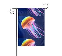 Drapeau de jardin de décoration de jardin 30,5 x 45,7 cm WHJSSF coloré motif méduses épaisses et résistantes à l'usure pour pots de fleurs et pelouses de jardin