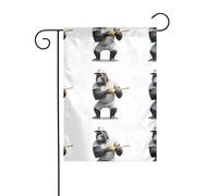 Drapeau de jardin de décoration de jardin 30,5 x 45,7 cm WHJSSF Gorille jouant au baseball Motif épais et résistant à l'usure pour pots de fleurs et pelouses de jardin