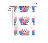 Drapeau de jardin de décoration de jardin 30,5 x 45,7 cm WHJSSF Kitten Love Rainbow Motif épais et résistant à l'usure pour pots de fleurs et pelouses de jardin