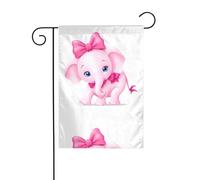 Drapeau de jardin de décoration de jardin 30,5 x 45,7 cm WHJSSF Petit éléphant rose avec un nœud Motif épais et résistant à l'usure pour pots de fleurs de jardin et pelouses