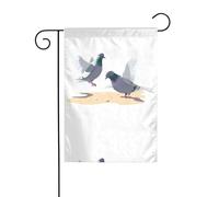 Drapeau de jardin de décoration de jardin 30,5 x 45,7 cm WHJSSF Pigeons sur la plage Motif épais et résistant à l'usure pour pots de fleurs et pelouses de jardin