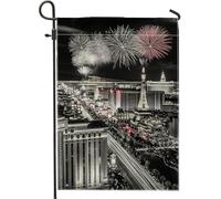 Drapeau de jardin de feu d'artifice de célébration du Nouvel An, décoration colorée de ciel nocturne en plein air, bannière de jardin multicolore pour fêtes de vacances, drapeau décoratif
