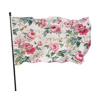 Drapeau de jardin de feuille florale de pivoine rose 0,9 x 1,5 m Panneau de plante vintage Fleur Jungle Nature Fragment Drapeaux de jardin en polyester Maison Patio Pelouse Intérieur Extérieur Banni