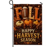 Drapeau de jardin de football, récolte d'automne, citrouilles, gourde en toile de jute orange, double face, petit drapeau de jardin, cour, pour extérieur, terrasse, pelouse, porche, balcon, 30,5 x