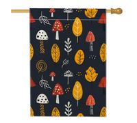 Drapeau de jardin de forêt d'automne, feuille de champignon colorée, décoration extérieure, bannière double face en toile de jute pour décoration de pelouse de fête d'automne, 71 x 101,6 cm