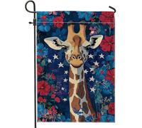 Drapeau de jardin de girafe florale d'été, décoration botanique colorée pour la maison, bannière de jardin, toile de jute double face, décoration de pelouse extérieure, drapeau de patio sur le thème