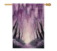 Drapeau de jardin de glycine violette pour printemps et été, chemin de forêt enchantée, bannière de pelouse, bannière double face, beau drapeau de cour, décoration extérieure saisonnière 71 x 101,6 cm