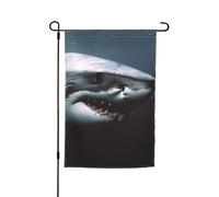 Drapeau de jardin de grand requin blanc, drapeaux de jardin de printemps, drapeau de jardin de la Saint-Patrick, décoration extérieure, drapeau en fibre de polyester 12x18 pouces