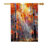Drapeau de jardin de la forêt d'automne, bannière de décoration d'intérieur, bannière double face en toile de jute, décoration de pelouse extérieure, 71,1 x 101,6 cm