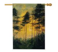 Drapeau de jardin de la forêt enchantée, arbres d'automne dorés, décoration de pelouse extérieure, bannière d'art double face pour décoration saisonnière d'automne, 71 x 101,6 cm