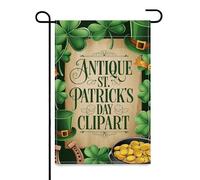 Drapeau de jardin de la Saint-Patrick 30,5 x 45,7 cm Chapeau vert avec trèfle Drapeaux de jardin décoratifs pour extérieur, maison, terrasse, cour, drapeau de St Patrick (sans tige) - Jour de la