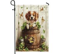 Drapeau de jardin de la Saint-Patrick en Bretagne - 30,5 x 45,7 cm - Double face pour décoration extérieure - Motif chiot rustique - Pour maison de jardin - Pour animaux de compagnie - Petit drapeau