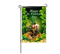 Drapeau de jardin de la Saint-Patrick, exquis drapeau décoratif double face pour patio, porche, balcon, arrière-cour, pelouse, décoration d'intérieur, thème irlandais, polyester (S26)