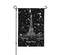 Drapeau de jardin de la tour Eiffel de Paris de nuit double face, décoration saisonnière durable pour décoration de porche de cour