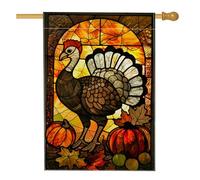 Drapeau de jardin de la Turquie d'automne de Thanksgiving, bannière colorée de décoration d'automne, drapeau de cour double face en toile de jute, décoration de pelouse extérieure, 71,1 x 101,6 cm