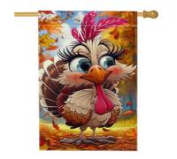 Drapeau de jardin de la Turquie de Thanksgiving, bannière colorée de décoration d'intérieur, bannière double face en toile de jute, décoration de pelouse extérieure saisonnière 71,1 x 101,6 cm