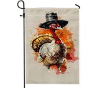Drapeau de jardin de la Turquie de Thanksgiving, bannière colorée de décoration d'intérieur, drapeau de cour double face en toile de jute, décoration de pelouse de vacances, 30,5 x 45,7 cm