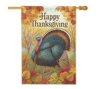 Drapeau de jardin de la Turquie de Thanksgiving, bannière colorée de décoration extérieure, bannière de décoration extérieure double face en toile de jute, décoration de pelouse de vacances, 71 x