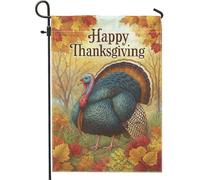 Drapeau de jardin de la Turquie de Thanksgiving, bannière colorée de décoration extérieure, bannière de décoration extérieure double face en toile de jute, décoration de pelouse de vacances, 30,5 x