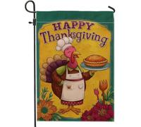 Drapeau de jardin de la Turquie de Thanksgiving, bannière colorée pour décoration d'intérieur, drapeau de cour en toile de jute double face, décoration extérieure d'automne 30,5 x 45,7 cm