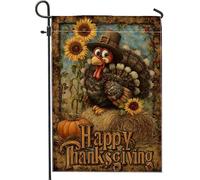 Drapeau de jardin de la Turquie de Thanksgiving, bannière de décoration de la maison, drapeau de cour double face en toile de jute, décoration extérieure de vacances, 30,5 x 45,7 cm