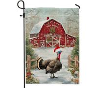 Drapeau de jardin de la Turquie de Thanksgiving, bannière de décoration d'hiver, drapeau de cour double face en toile de jute, décoration de pelouse de vacances, 30,5 x 45,7 cm