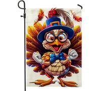 Drapeau de jardin de la Turquie de Thanksgiving, bannière de pelouse colorée en toile de jute double face pour fête de vacances, 30,5 x 45,7 cm