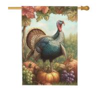 Drapeau de jardin de la Turquie de Thanksgiving, bannière décorative colorée, drapeau de pelouse double face en toile de jute pour célébration de vacances en plein air, 71 x 101,6 cm