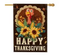 Drapeau de jardin de la Turquie de Thanksgiving, décoration de la maison, bannière double face en toile de jute pour fête sur la pelouse en plein air, 71 x 101,6 cm