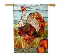 Drapeau de jardin de la Turquie de Thanksgiving, décorations d'automne colorées, bannière double face en toile de jute pour décoration de pelouse extérieure, récolte d'automne, accents de maison, 71,1