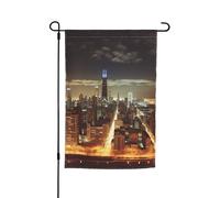 Drapeau de jardin de la ville de Chicago - 30,5 x 45,7 cm - Printemps, été, automne, hiver - Drapeaux saisonniers double face - Bannière d'extérieur et d'intérieur pour décoration de maison