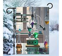 Drapeau de jardin de laboratoire de chimie - Drapeau décoratif personnalisé résistant aux intempéries pour cour - Drapeaux de jardin saisonniers pour décorations de Noël en plein air - 30,5 x 45,7 cm