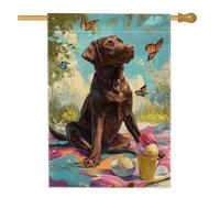 Drapeau de jardin de laboratoire de chocolat d'été, bannière colorée de crème glacée, drapeau décoratif double face pour décoration de pelouse extérieure 71 x 101,6 cm