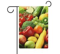 Drapeau de jardin de légumes frais et fruits 47,7 x 32,6 cm, drapeaux d'été double face, drapeaux d'extérieur d'été pour ferme, décoration de cour saisonnière