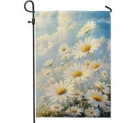 Drapeau de jardin de marguerites printemps et été, décoration florale blanche pour la maison, drapeau de patio double face pour décoration de pelouse extérieure, design coloré de la nature