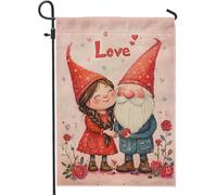 Drapeau de jardin de nain de la Saint-Valentin, décoration sincère de pêche, drapeaux de nain pour patio, toile de jute double face, décoration de pelouse saisonnière pour vacances et thème romantique