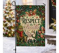 Drapeau de jardin de Noël avec citation de créature mythique Sasquatch 30,5 | Créatures mythiques, drapeau de cour, thème forêt de vacances, décoration extérieure fantaisie, accents de jardin festifs