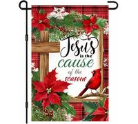 Drapeau de jardin de Noël double face Jésus est la cause de la saison Drapeaux Croix Cardinal Petit drapeau de cour Vacances