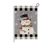 Drapeau de Jardin de Noël, Double Face Joyeux Noël Drapeau de Noël, Bonhomme de Neige Banderole Noël pour Fête de Noël, Décoration Noël Intérieure et Extérieure 45x30 cm Type 1