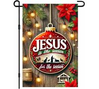 Drapeau de jardin de Noël Jésus est la raison de la saison Décoration extérieure pour filles ou garçons Cadeaux de vacances en polyester