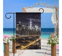 Drapeau de jardin de nuit de New York pour extérieur, 30,5 x 45,7 cm, drapeau de jardin printanier, drapeau saisonnier double face, panneau de bienvenue durable pour terrasse, pelouse, cour