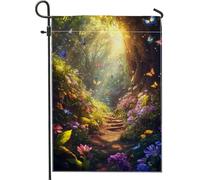 Drapeau de jardin de papillons d'été, décoration florale colorée pour la maison, drapeau de patio double face pour décoration de pelouse, thème de nature vibrante, 12 x 18 pouces